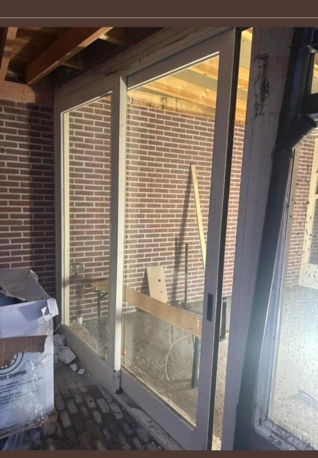 Hardhouten kozijn schuifpui dubbel glas driepuntssluiting, 225 cm of meer, Ophalen of Verzenden, Zo goed als nieuw, Schuifpui