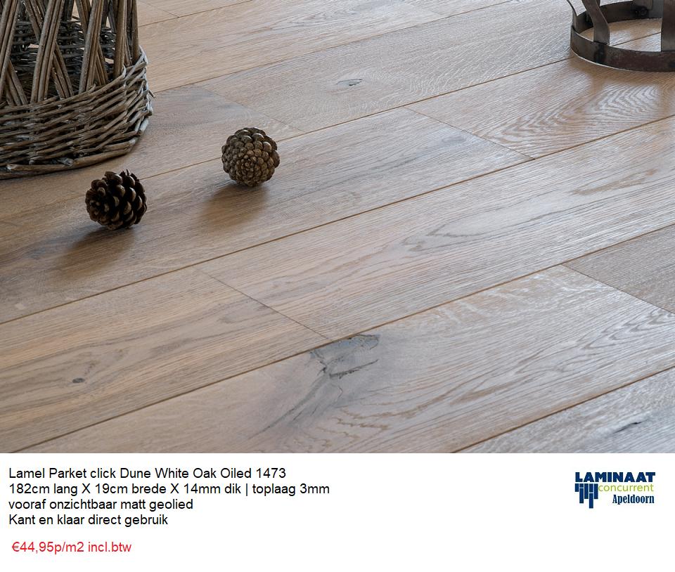 Lamel Parket Click Dune White oak oiled 14mm vooraf geolied, Parket, Lamel Parket click natuur eiken 14mm dik, Bruin, 75 m² of meer