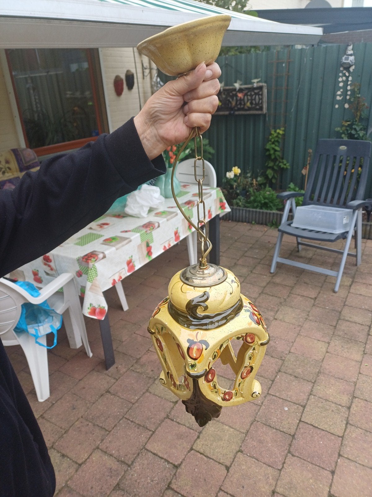antieke porseleinen  handgemaakte hanglamp, Antiek en Kunst, Ophalen of Verzenden