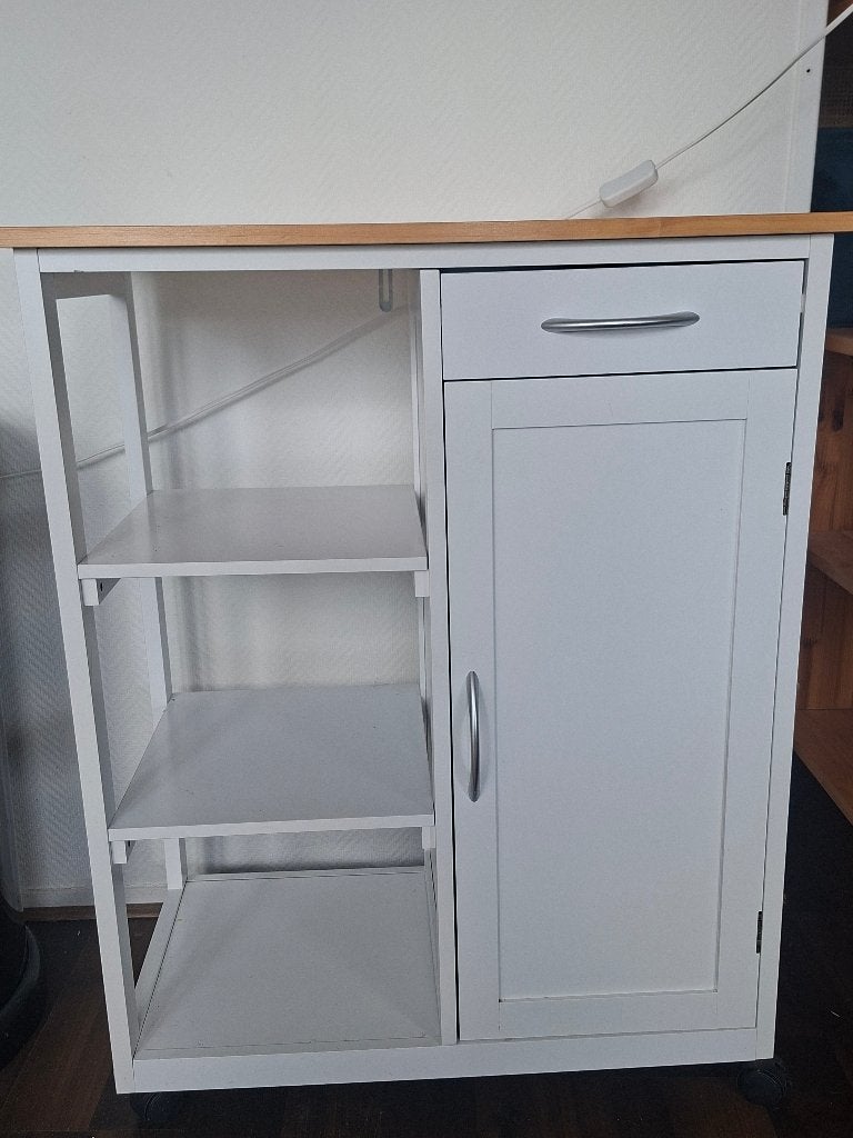 Keukentrolley met houten blad en wieltjes, Huis en Inrichting, Ophalen, Gebruikt, Hout, Keukentrolley