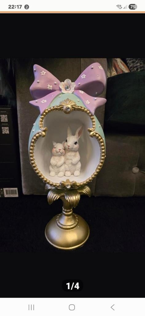Een lieflijk decoratief paasei met een schattig konijntjes, Ophalen of Verzenden, Nieuw, Dier