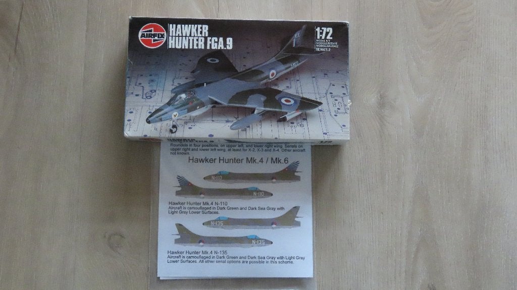 Hawker Hunter + NL decals Airfix 1/72, Overige merken, 1:72 tot 1:144, Ophalen of Verzenden, Zo goed als nieuw
