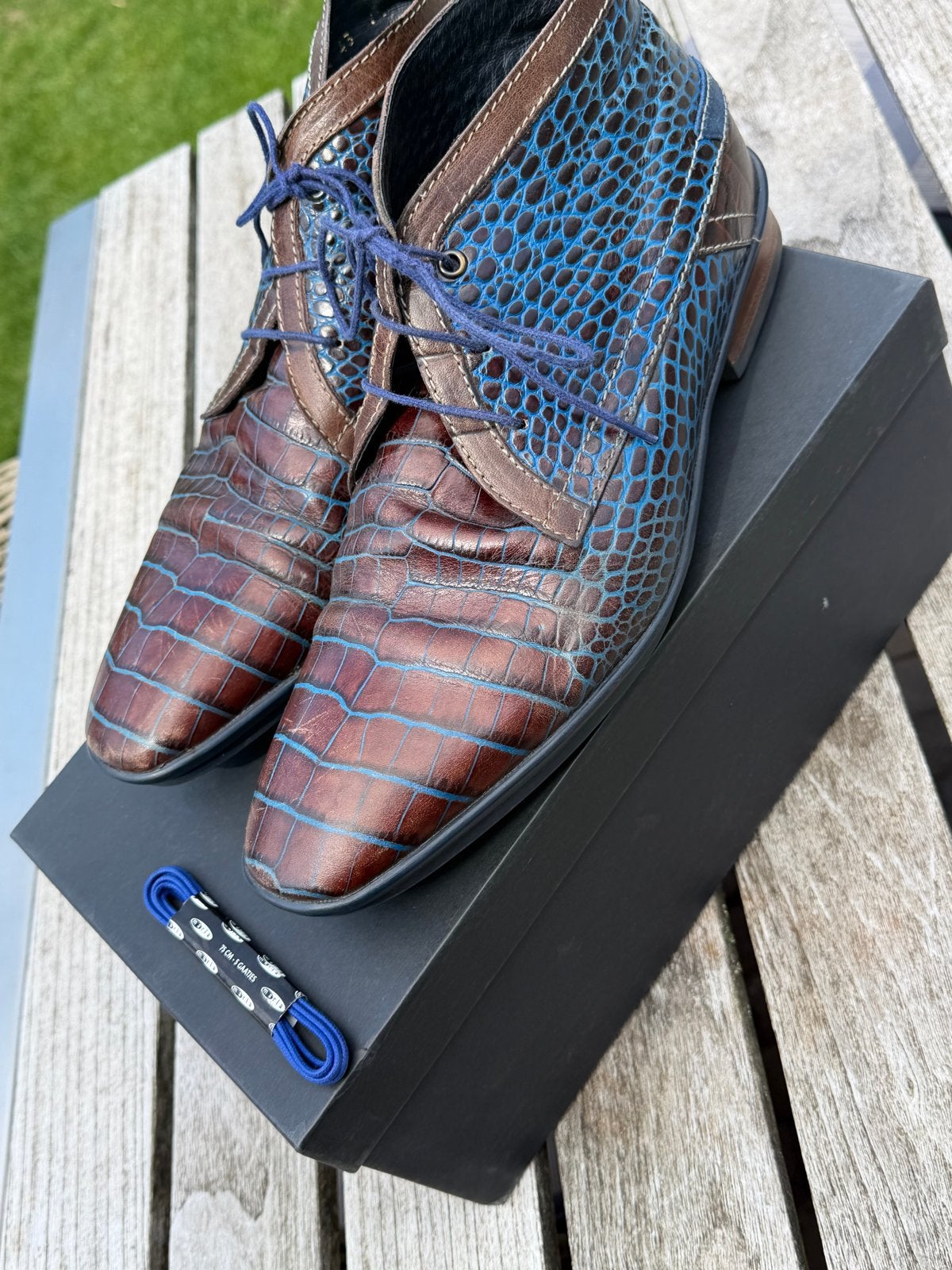 Floris van Bommel Boots met Krokodillenprint - Maat 41.5, Ophalen of Verzenden, Zo goed als nieuw, Bruin, Boots