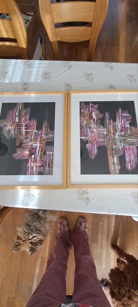 2 abstrate schilderijen ikea ribba, Ophalen, Hout, Minder dan 50 cm, Minder dan 50 cm