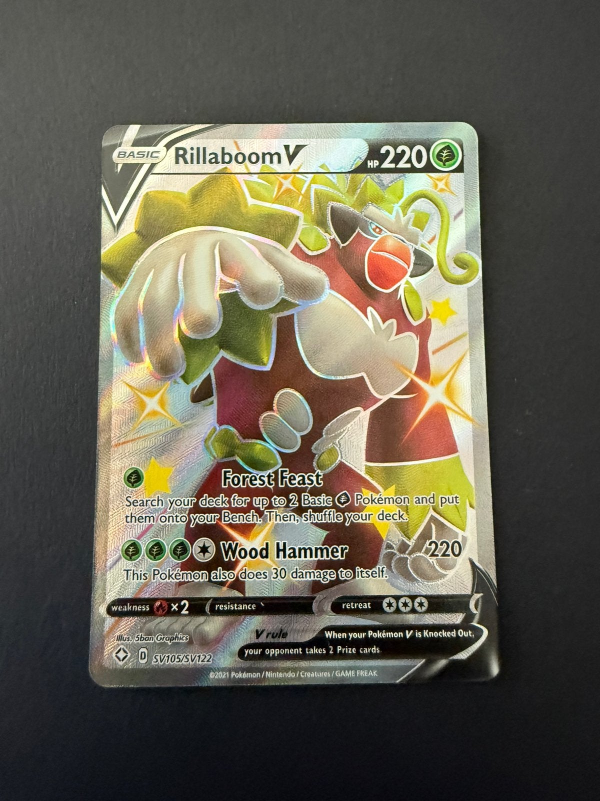 Shining Fates SV105/SV122 Rillaboom V, Ophalen of Verzenden, Nieuw, Losse kaart
