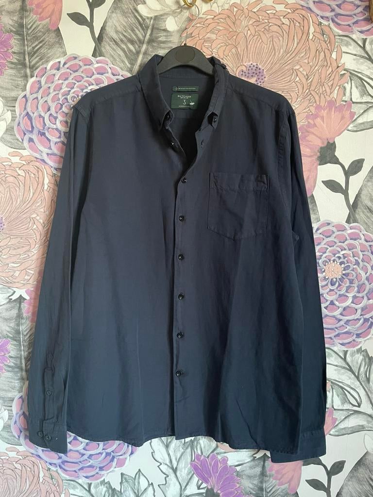 Butcher  of blue heel mooi linnen overhemd maat L, Blauw, Zo goed als nieuw, X, Halswijdte 39/40 (M)