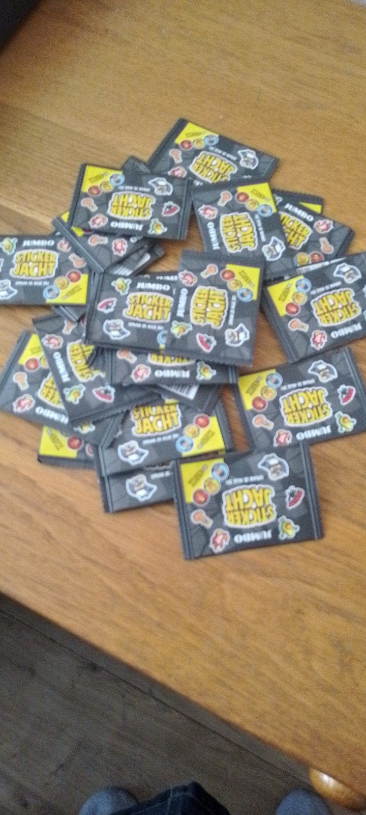 39pakjes sticker jacht jumbo, Hobby en Vrije tijd, Ophalen of Verzenden, Winkel, Super of Benzinepomp, Zegels, Bonnen of Punten