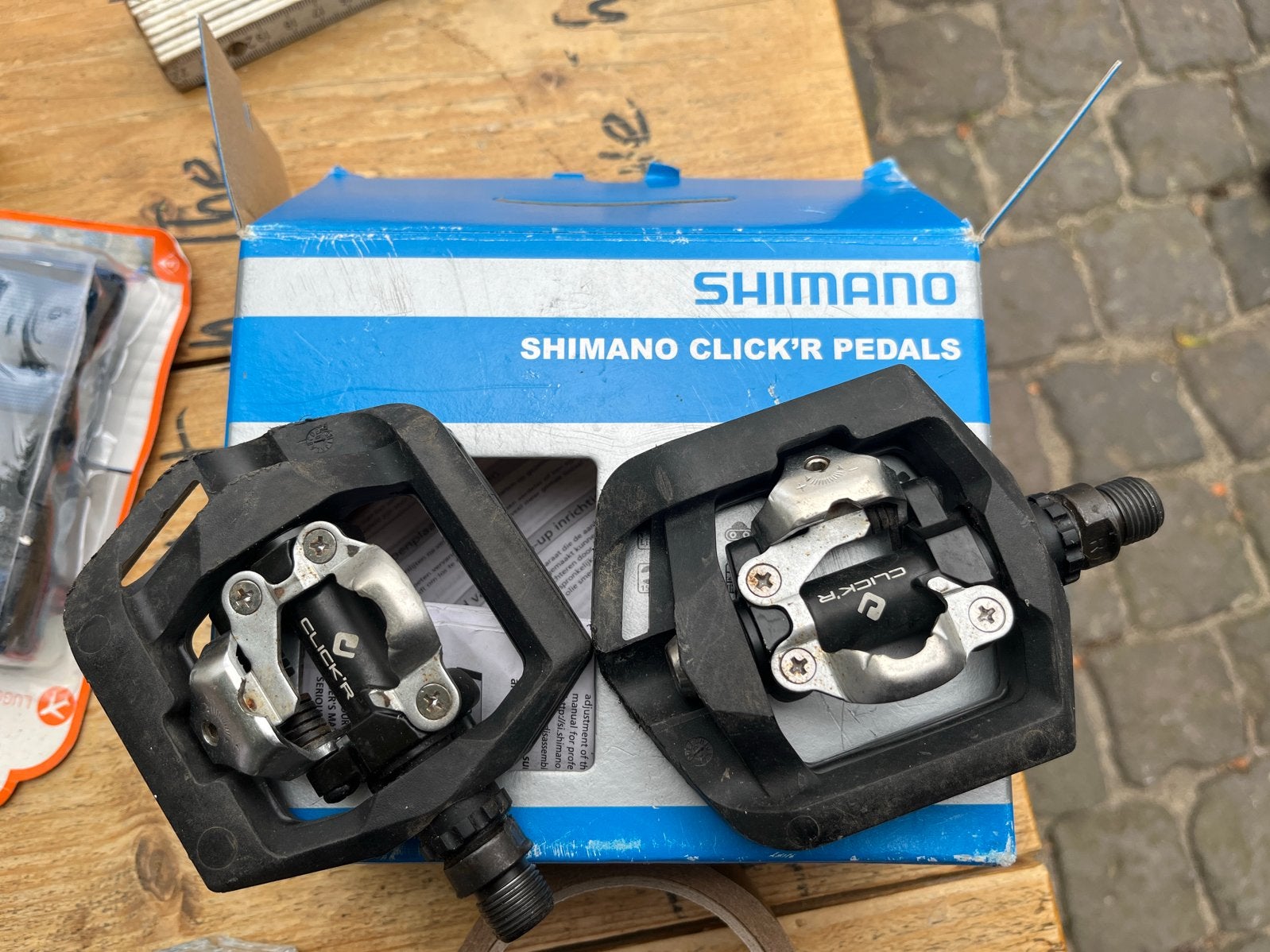 Shimano Click'R Pedalen - Zo goed als nieuw, Fietsen en Brommers, Fietsonderdelen, Crankstel of Pedalen, Gebruikt, Stadsfiets
