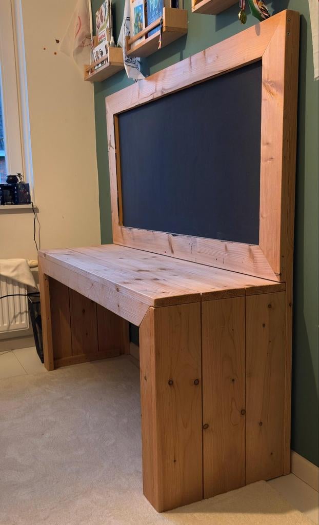 Steigerhouten kinderbureau met magneetbord - 140x44x140cm, Ophalen of Verzenden