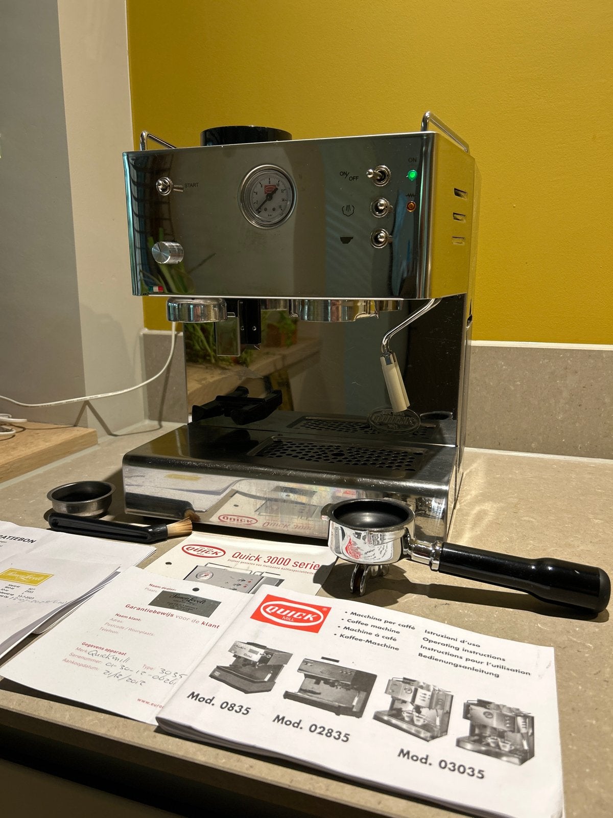Quickmill 3035 Espressomachine - Zo goed als nieuw, Witgoed en Apparatuur, Stoompijpje, Espresso apparaat, Ophalen of Verzenden