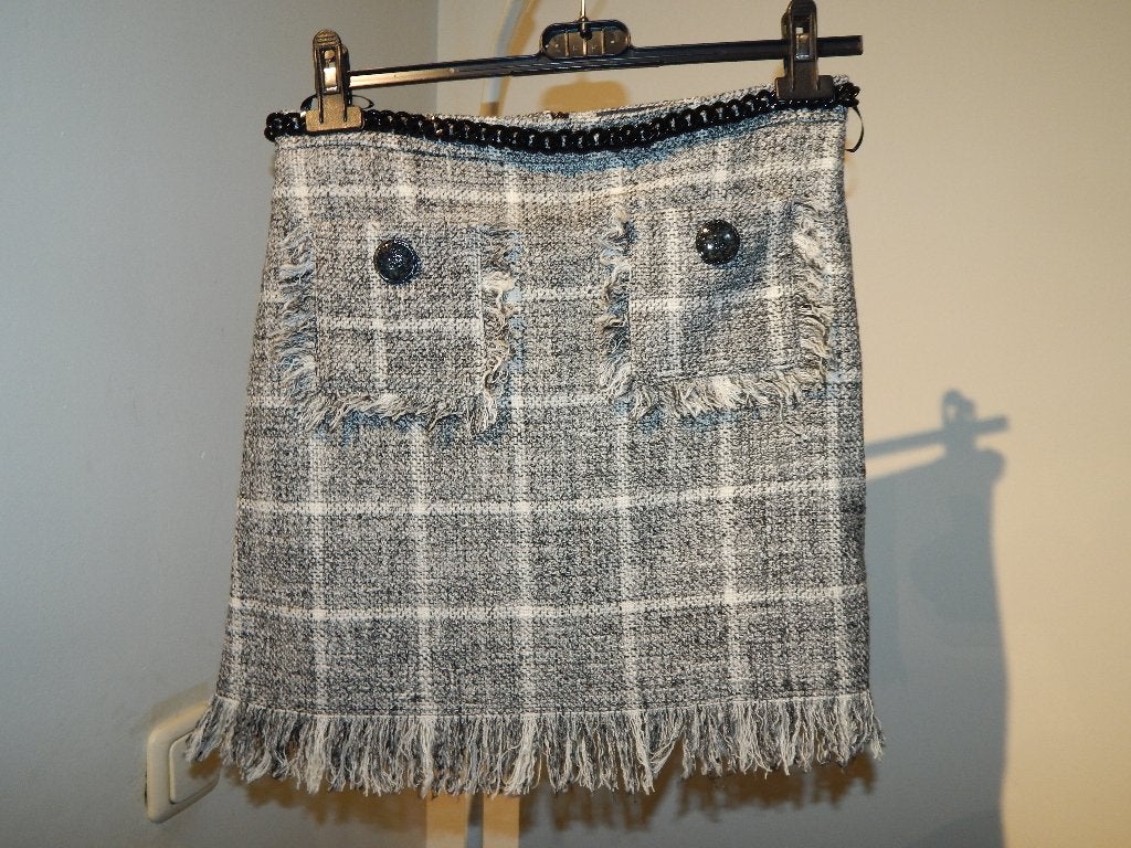 Elisabetta Franchi boucle achtige rok zwart wit ketting IT44, Kleding | Dames, Maat 38/40 (M), Zo goed als nieuw, Boven de knie
