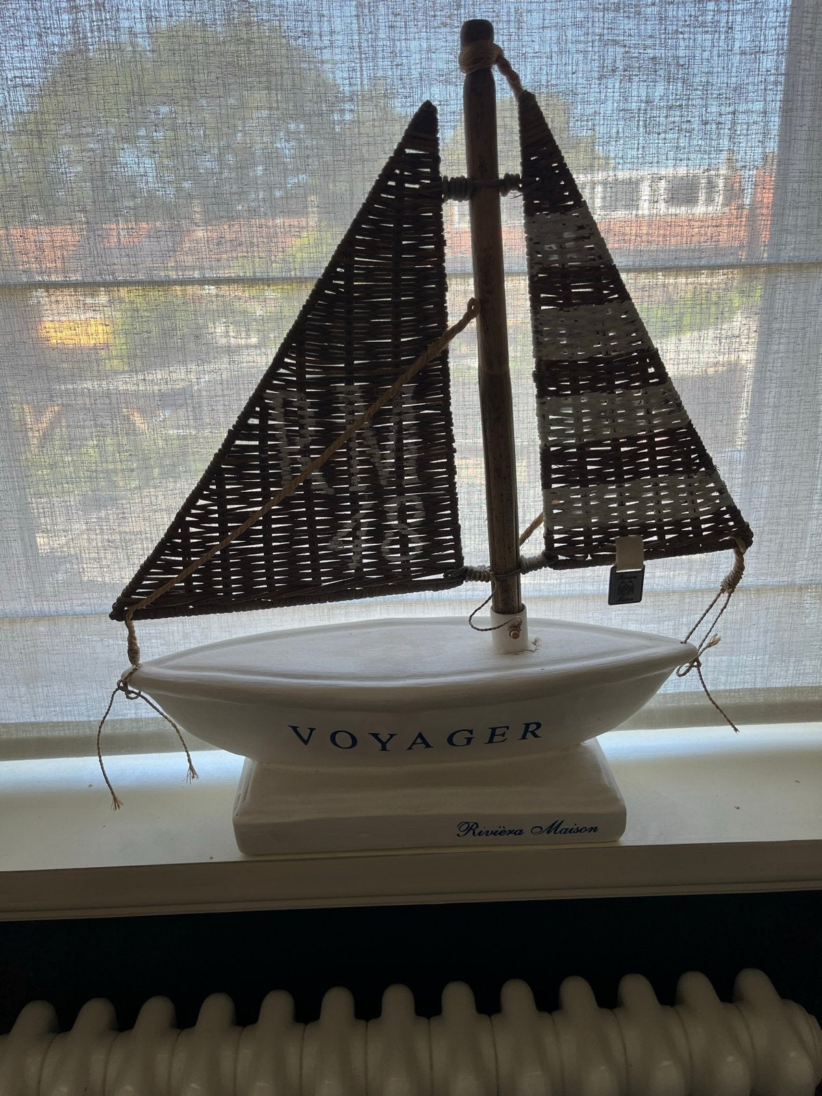 Riviera Maison Voyager boot decoratie, Ophalen, Hout, Wit, Landelijk