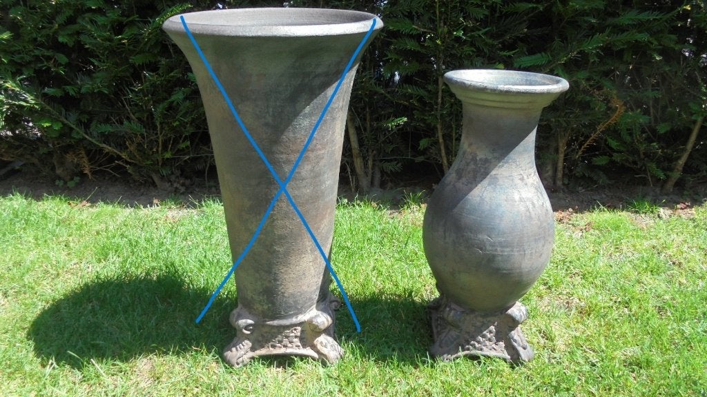 zwarte stenen vaas H41cm rechts, Ophalen, Zwart, 41 cm, Zo goed als nieuw