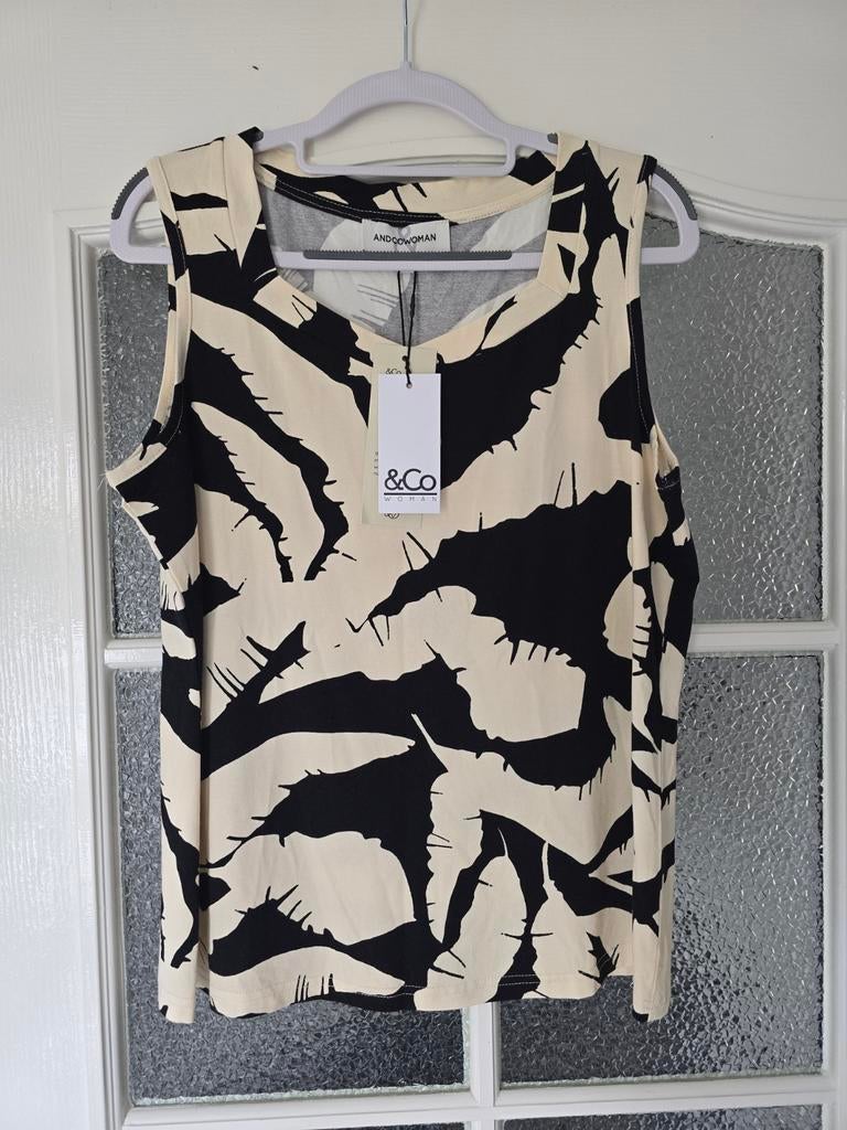 Nieuw &co woman andcowoman and cowoman L top zwart creme, Ophalen of Verzenden, Nieuw, Maat 38/40 (M), Zwart