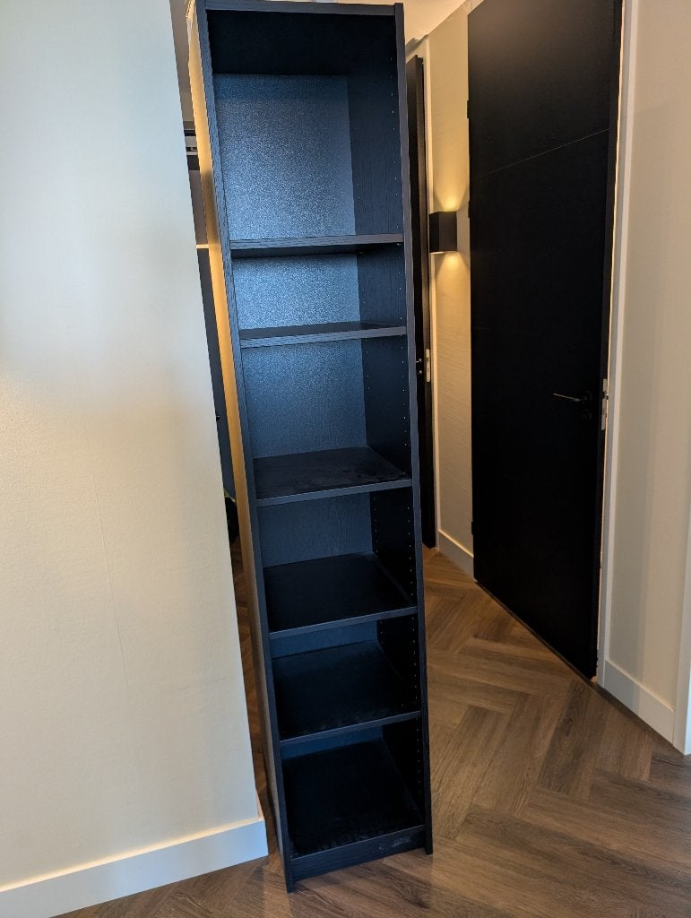 IKEA Billy boekenkast zwart eikenpatroon 40x39x202 cm, Ophalen, Zo goed als nieuw, 25 tot 50 cm, 200 cm of meer
