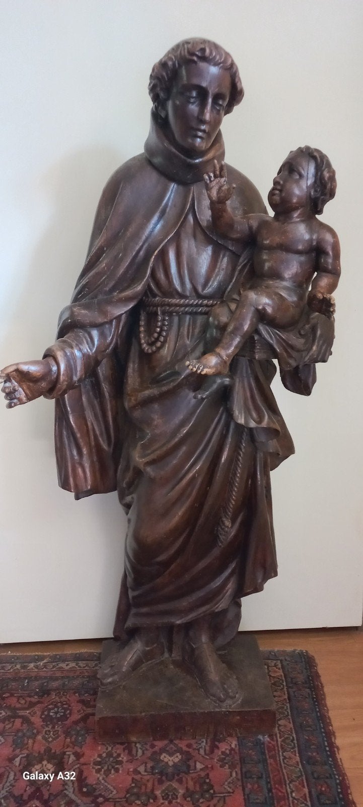 Sint Antonius met Kind houten beeld 18e eeuw Vlaams., Ophalen