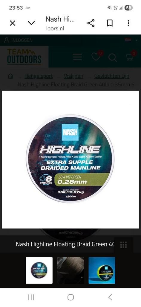 Nash highline 1200m, Watersport en Boten, Ophalen of Verzenden, Nieuw, Overige typen