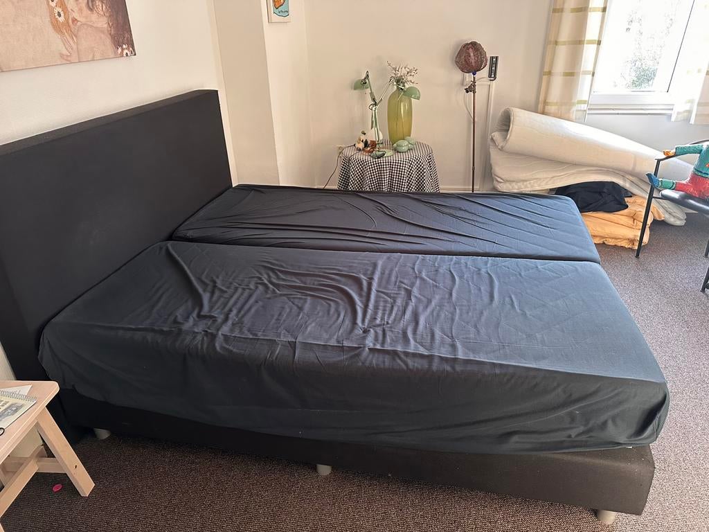 Box Spring Bed, Huis en Inrichting, Slaapkamer | Boxsprings, Ophalen, Gebruikt, Zwart, Tweepersoons