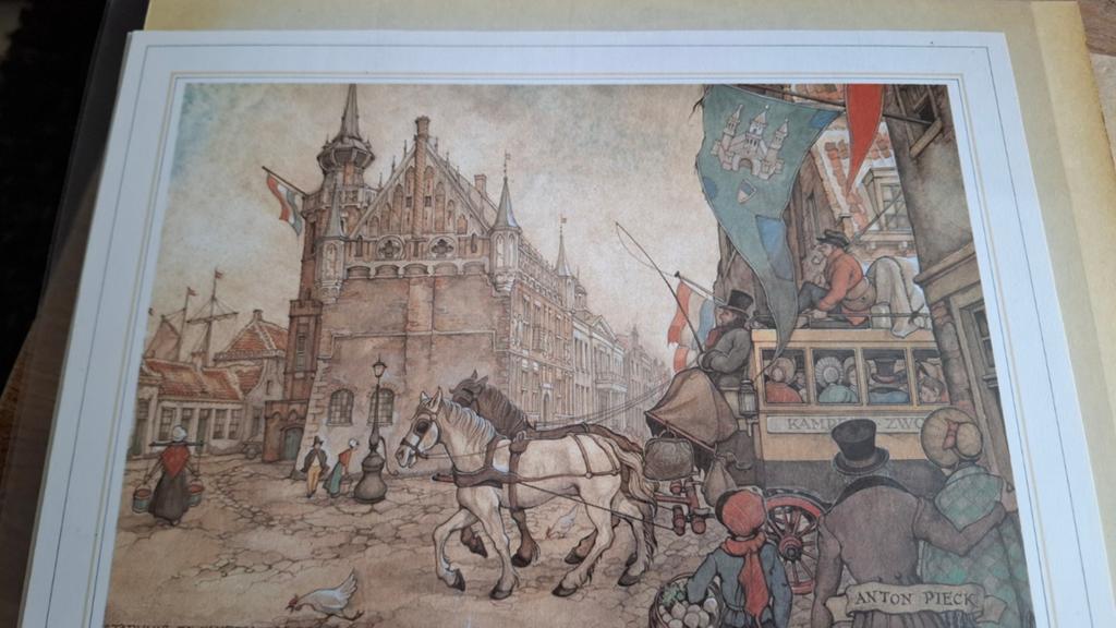 anton pieck 25 bij 20 cm kampen stadhuis, Ophalen of Verzenden