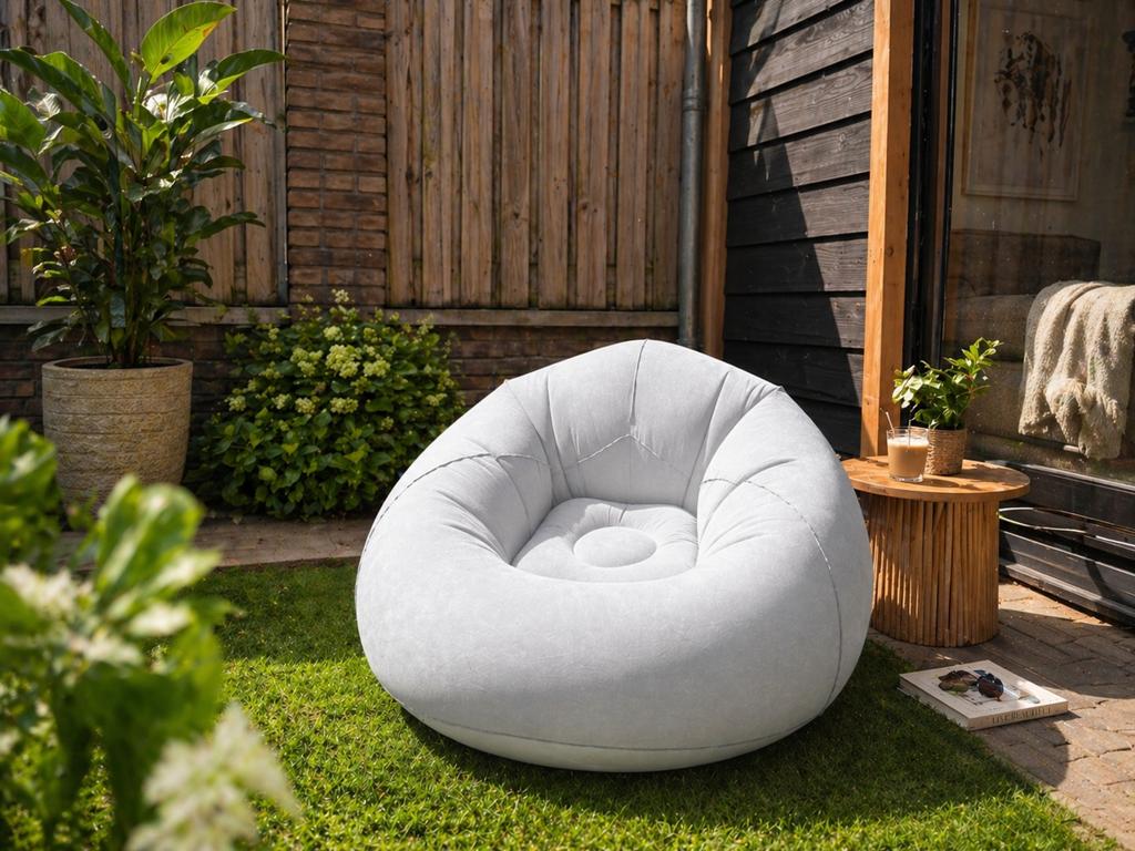 Comfortabele opblaasstoel - Perfect voor Binnen en Buiten, Ophalen of Verzenden, Nieuw, Grijs, Overige typen