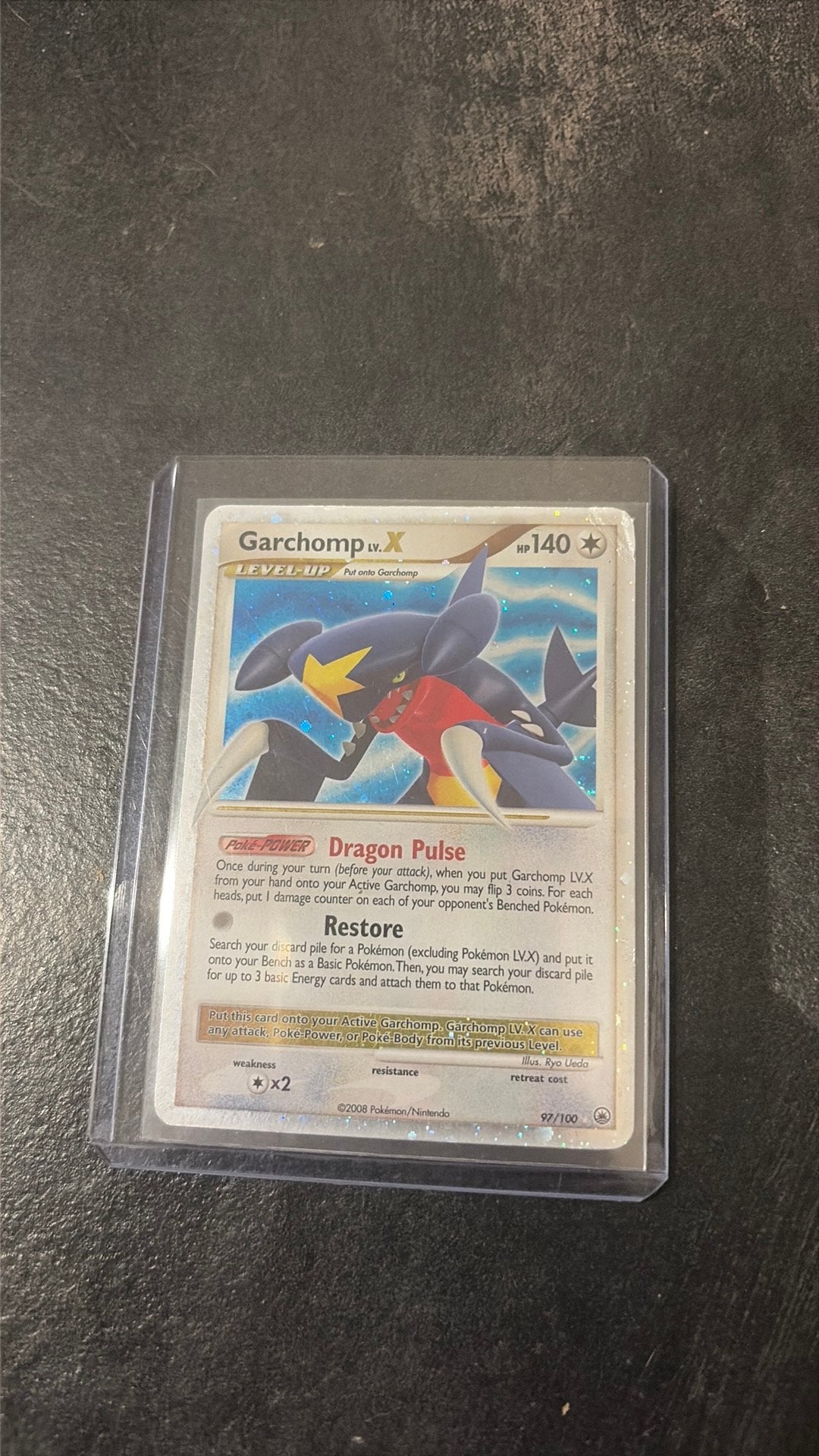 Garchomp LV.X Pokémon Kaart - Zeer Goede Staat, Ophalen of Verzenden, Zo goed als nieuw, Losse kaart