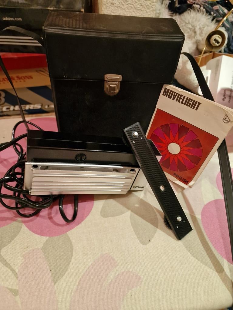 Vintage Philips Movielight diaprojector met koffer, Ophalen of Verzenden, Gebruikt