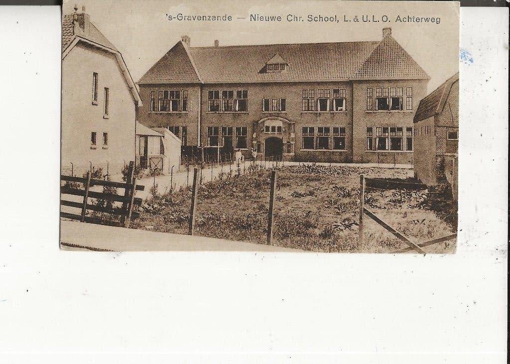 s Gravenzande Achterweg  Chr School L &ULO ri Westernieland, Verzamelen, Ophalen of Verzenden, 1920 tot 1940, Gelopen, Zuid-Holland