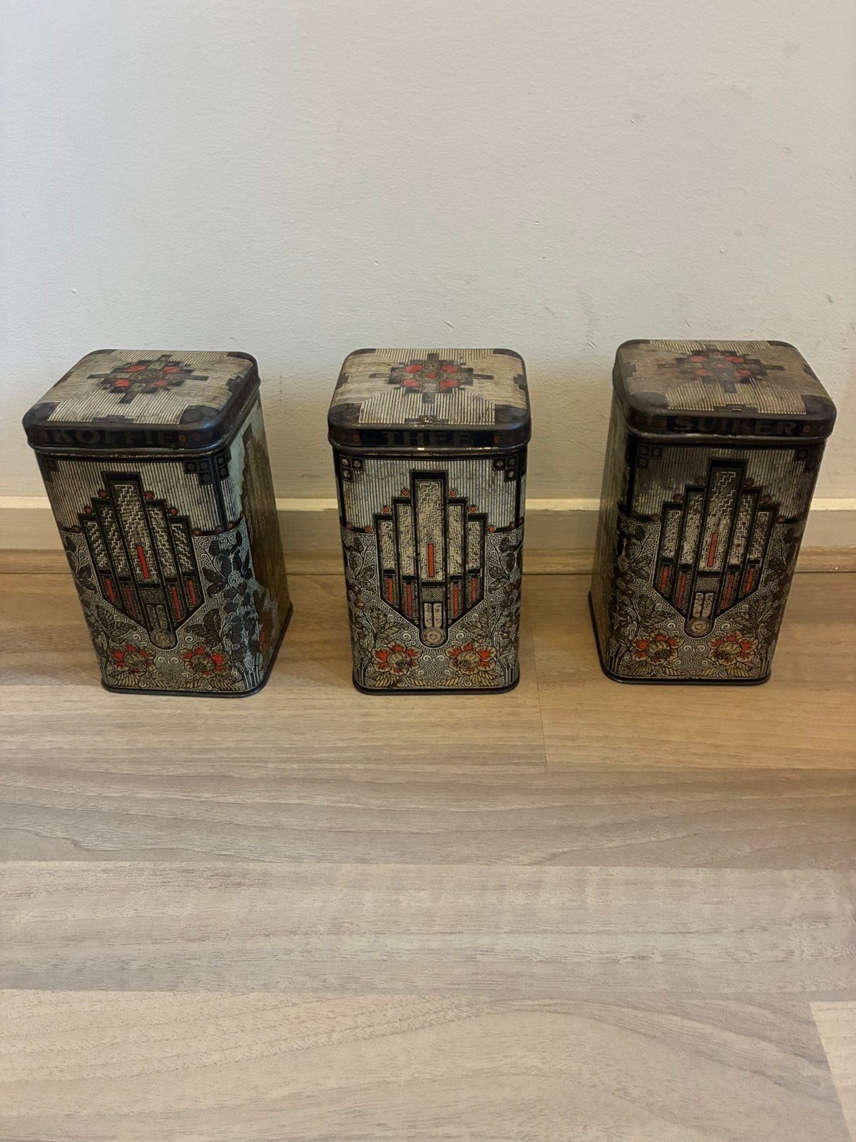 3 antieke Art Deco voorraadbussen 1920-1939, Ophalen of Verzenden