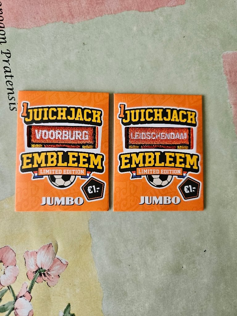 Jumbo 2x juich jack embleem Voorburg en Leidschendam, Jumbo, Ophalen of Verzenden