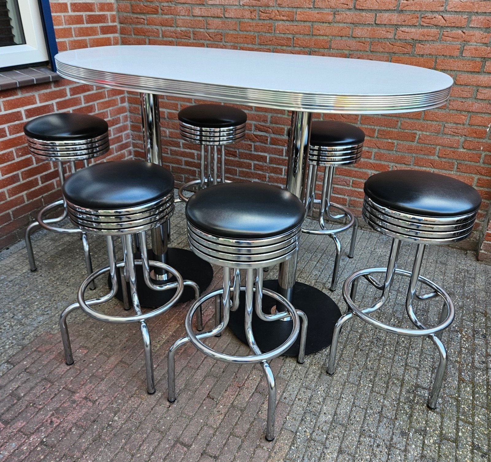 FIFTIES SIXTIES AMERIKAANSE BARKRUKKEN BEL AIR BARTAFEL, Ophalen, 5 krukken of meer, 60 tot 90 cm, Met voetsteun