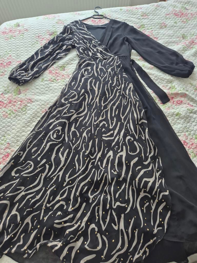 SandroM Maxi Jurk Zwart met Print - Maat 42, Ophalen, SandroM, Zwart, Maat 42/44 (L)