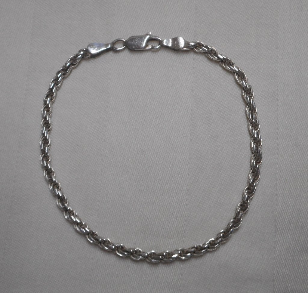 Zilveren vintage koord armband nr.616, Sieraden, Tassen en Uiterlijk, Armbanden, Verzenden, Zo goed als nieuw, Zilver, Zilver