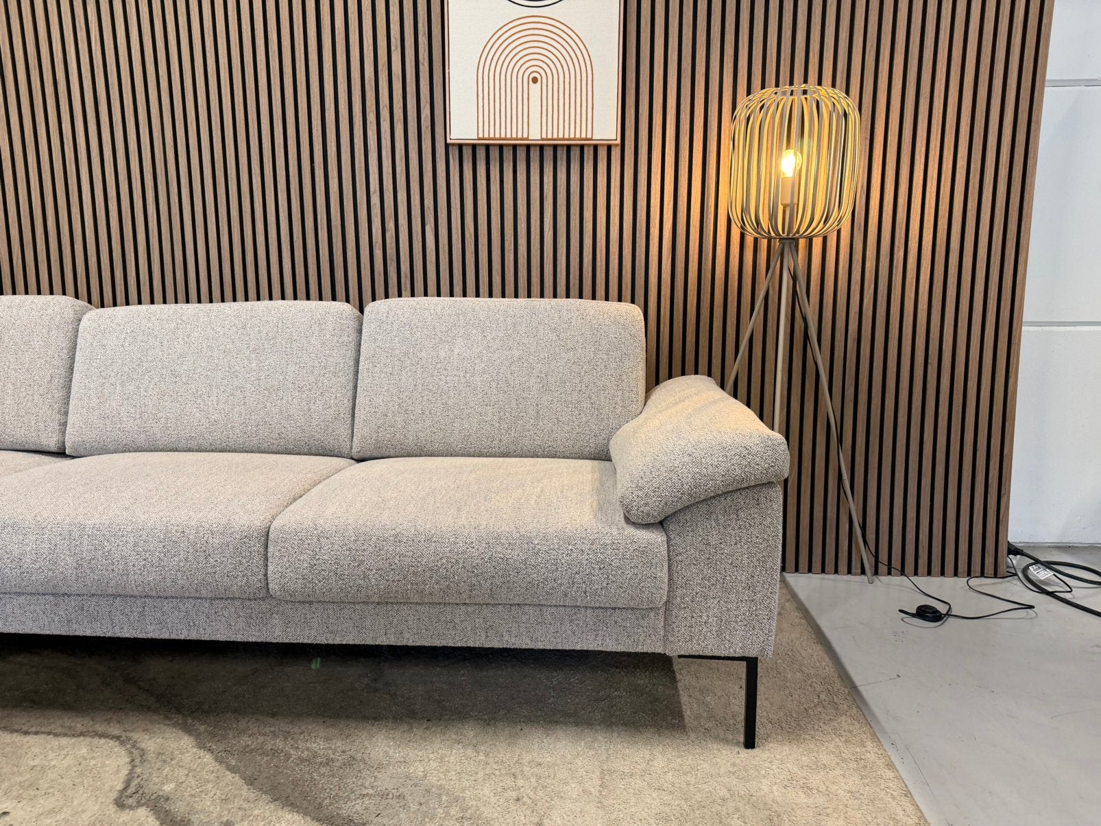Hoekbank - Tom - Beige / Grijs - Boucle - Zeer Nette Staat, Ophalen of Verzenden, Zo goed als nieuw, 150 cm of meer, Vierpersoons of meer