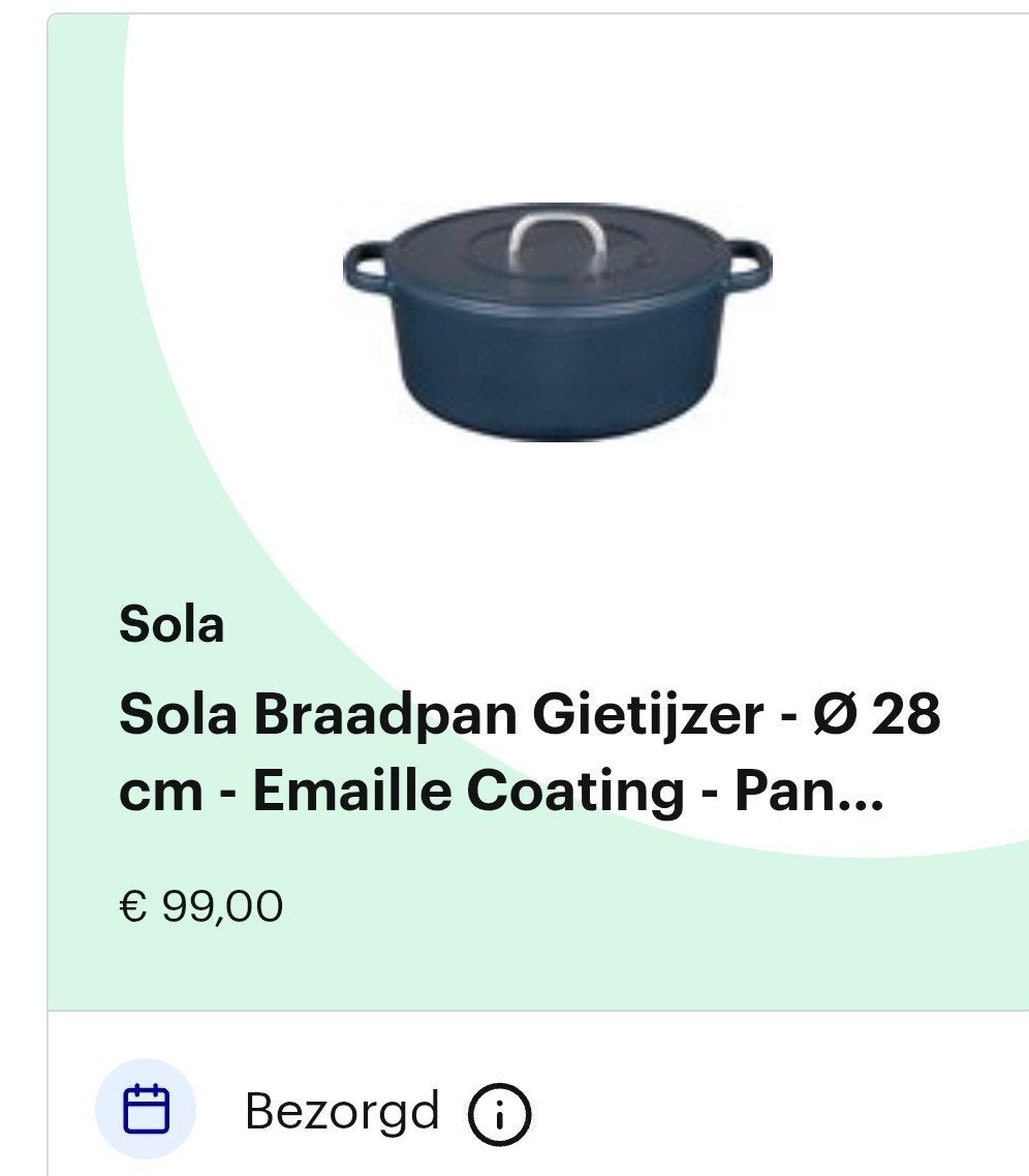 Gietijzeren braadpan - Sola - Zo goed als nieuw, Met deksel, Ophalen of Verzenden, Zo goed als nieuw, Braadpan