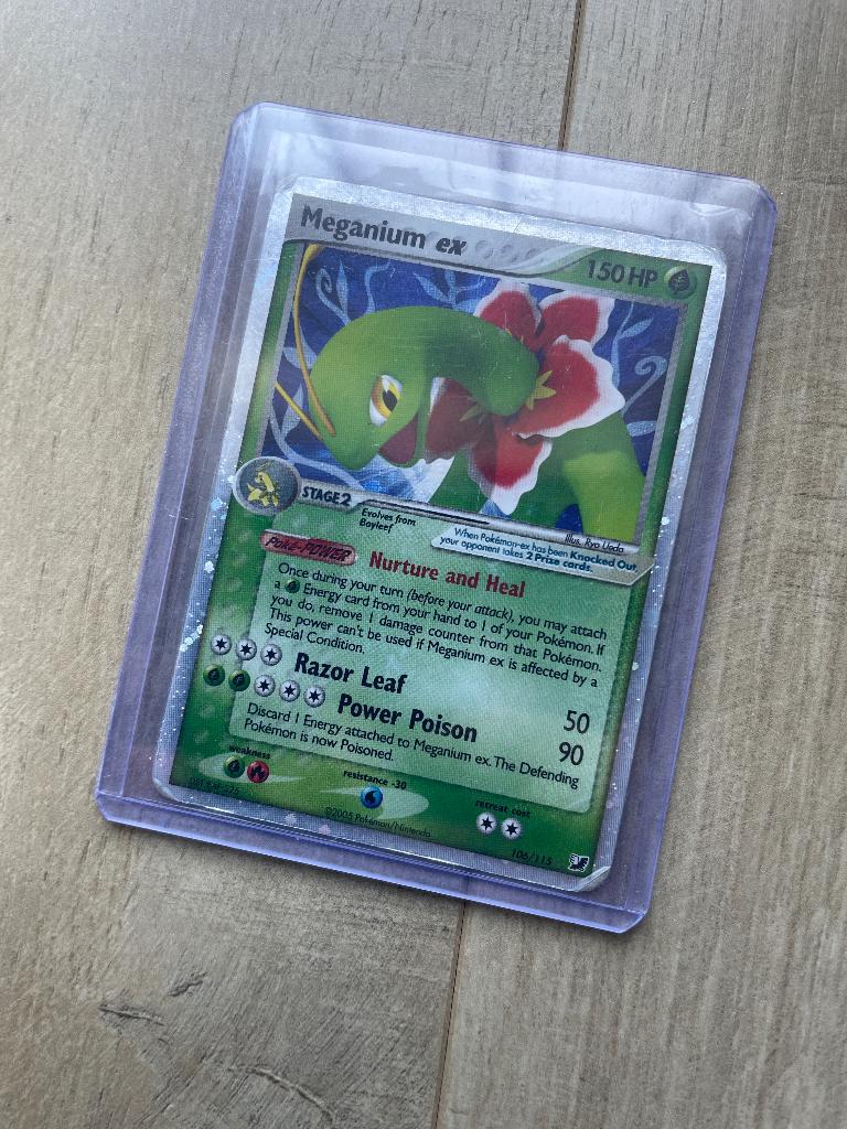 Pokemon meganium ex, Ophalen of Verzenden, Gebruikt, Losse kaart, Foil