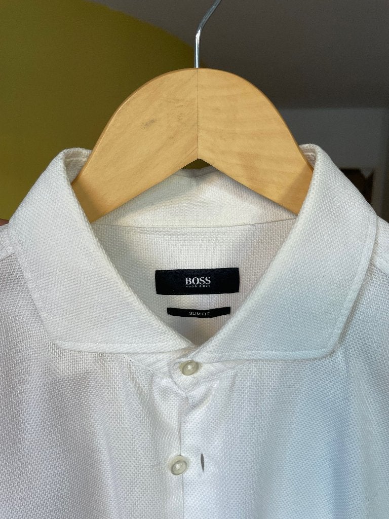 Overhemd | Wit | Hugo Boss | XL | 43 (EU) 17 (US), Wit, Ophalen of Verzenden, Hugo Boss, Gedragen