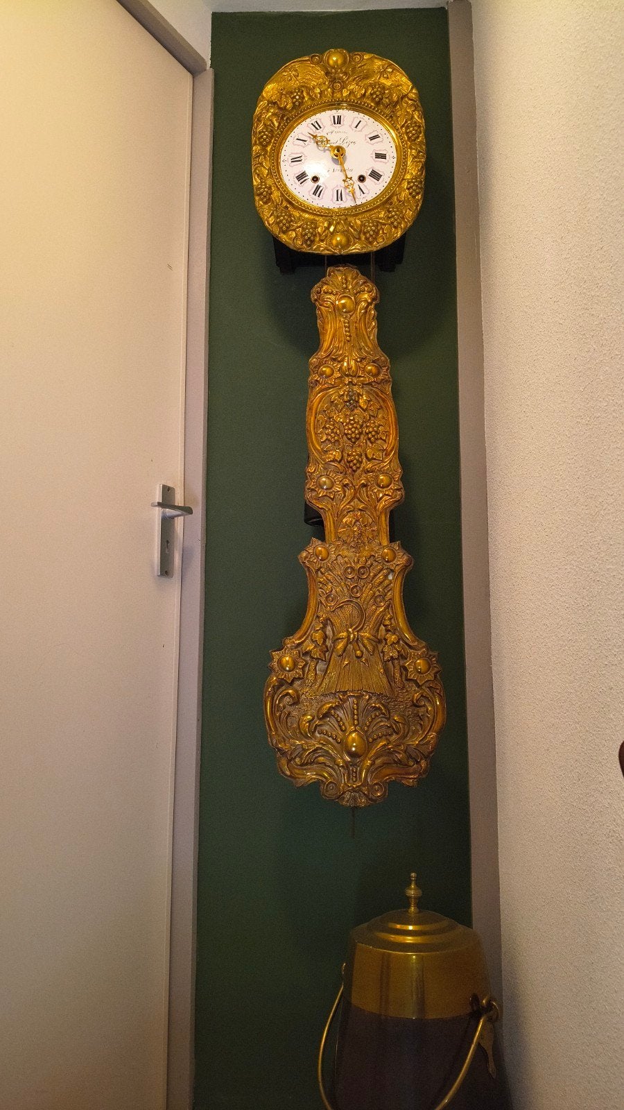 Antieke Franse Comtoise Klok -1850 Werkend met Sleutel, Antiek en Kunst, Ophalen