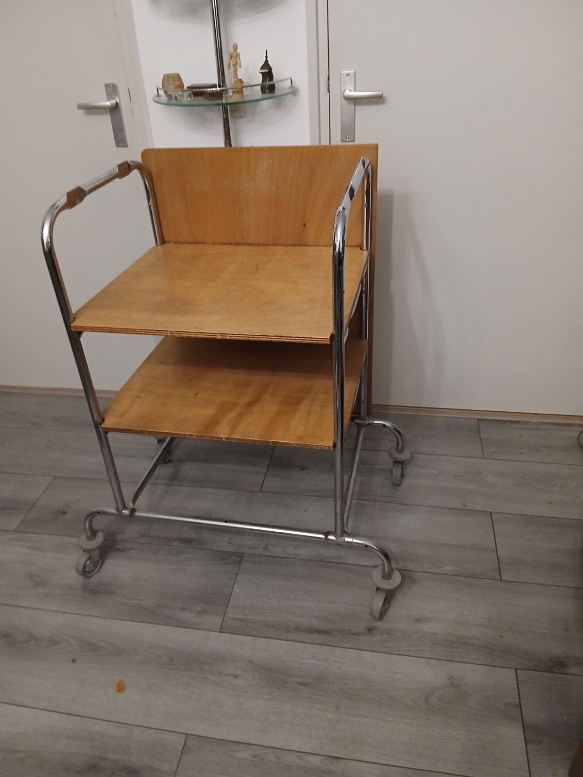 Vintage serveerwagen / theewagen met 2 niveaus, Ophalen of Verzenden, Gebruikt