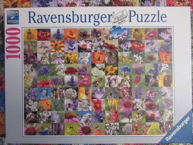 878, legpuzzel BIJEN OP BLOEMEN Ravensburger 1000 st, Ophalen of Verzenden, 500 t/m 1500 stukjes, Zo goed als nieuw, Legpuzzel
