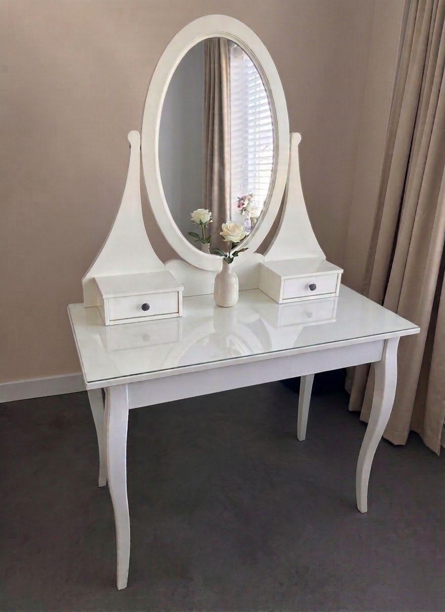 Witte IKEA Hemnes Kaptafel met Spiegel, Ophalen, Zo goed als nieuw, 50 tot 100 cm, Minder dan 100 cm