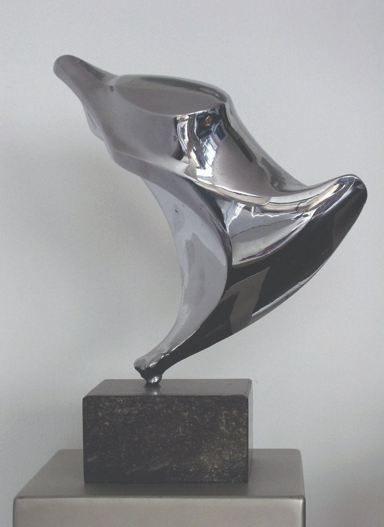 spieder sculptuur Jef Wishaupt brons afgewerkt met chroom, Ophalen of Verzenden, Op sokkel, Brons, Beeld
