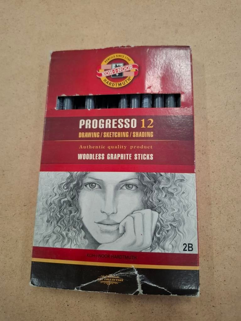 Koh-I-Noor Progresso 12 Woodless Graphite Sticks 2B, Hobby en Vrije tijd, Tekenen, Ophalen of Verzenden, Potlood of Stift