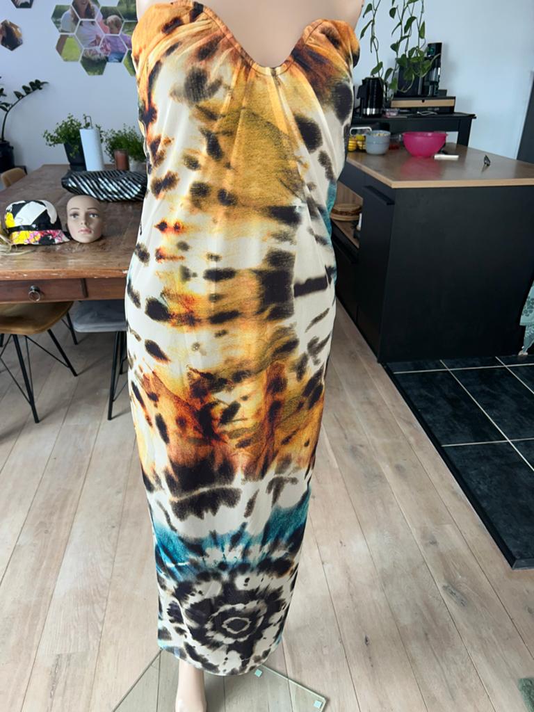 Zomerse tie-dye maxi jurk van Zara, maat M, Maat 38/40 (M), Oranje, Ophalen of Verzenden, Zo goed als nieuw