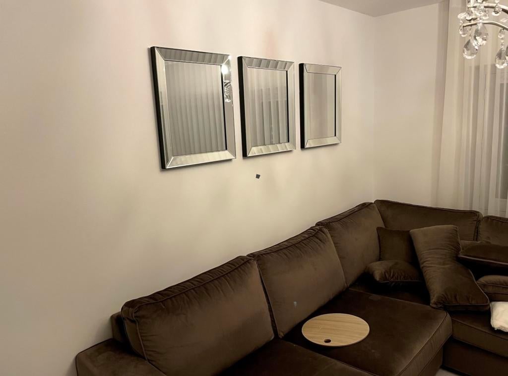 Set 3 facetspiegels zilver Art Deco stijl 60x50 cm, Ophalen, Zo goed als nieuw, Minder dan 100 cm, Rechthoekig
