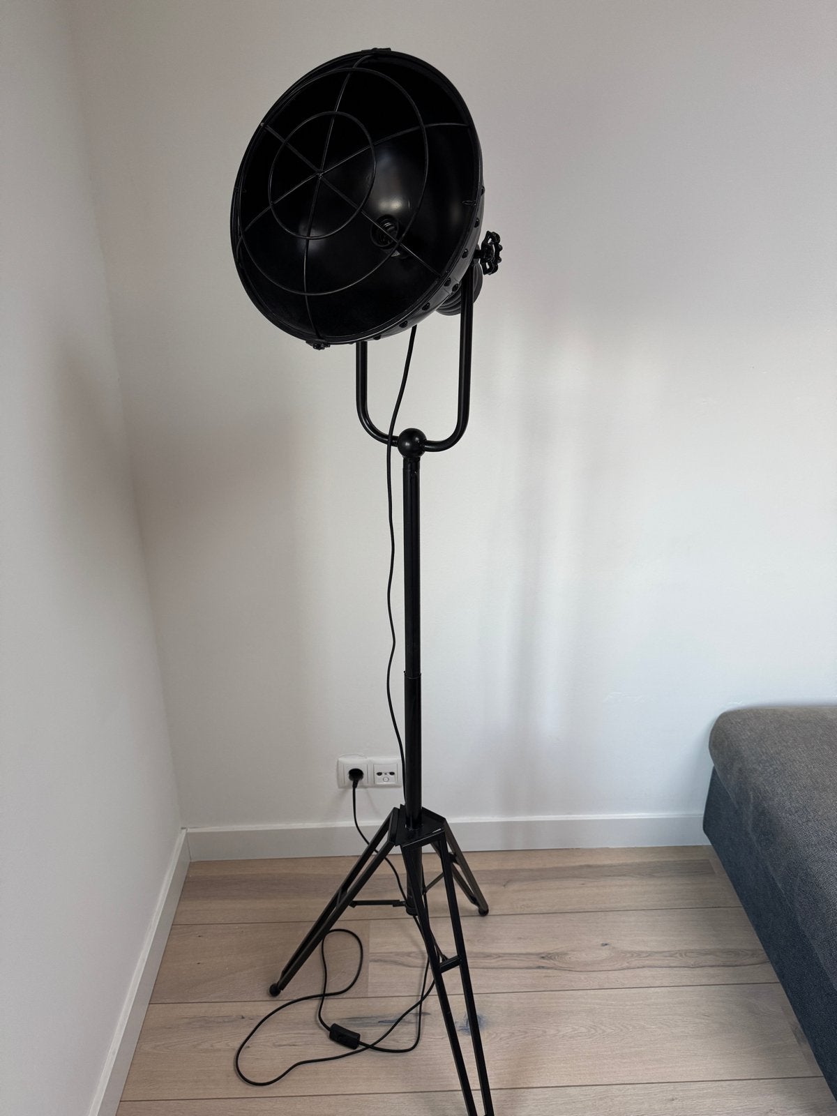 Industriële Vloerlamp Zwart - Spotlight Design, Huis en Inrichting, Lampen | Vloerlampen, Ophalen, E27 (groot), Zo goed als nieuw
