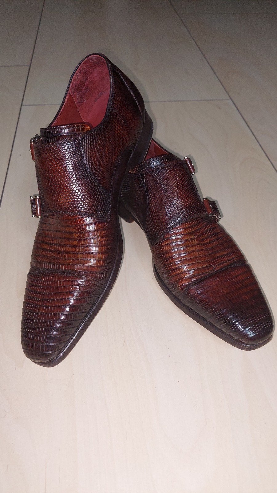 Magnanni double monk strap hagedis, Bruin, Ophalen of Verzenden, Magnanni, Gespschoenen