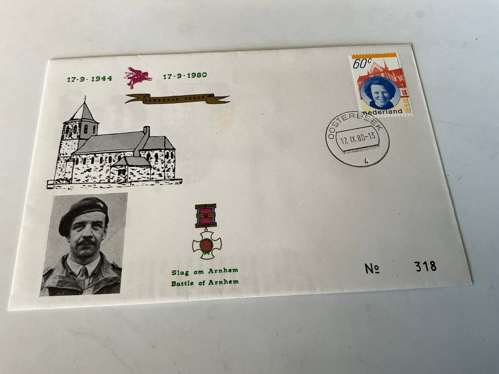 Eerste Dag Envelop Slag om Arnhem 1980, Postzegels en Munten, Ophalen of Verzenden, Onbeschreven, Nederland