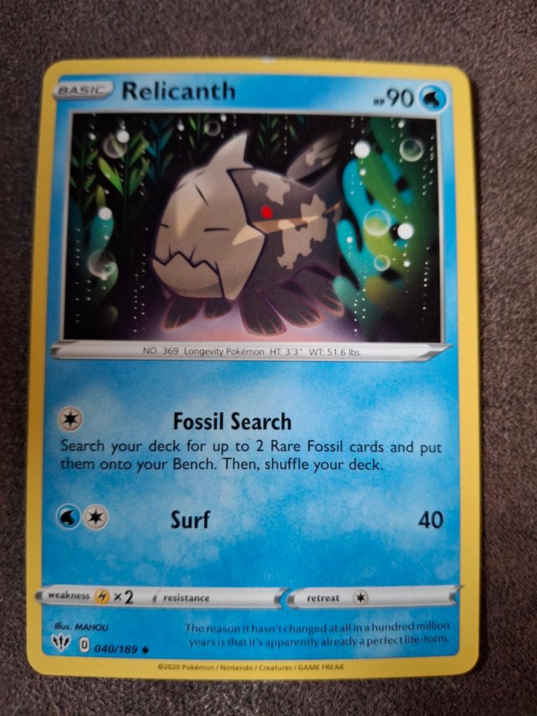 Pokémon Kaart Relicanth D 040/189, Ophalen of Verzenden, Zo goed als nieuw, Losse kaart