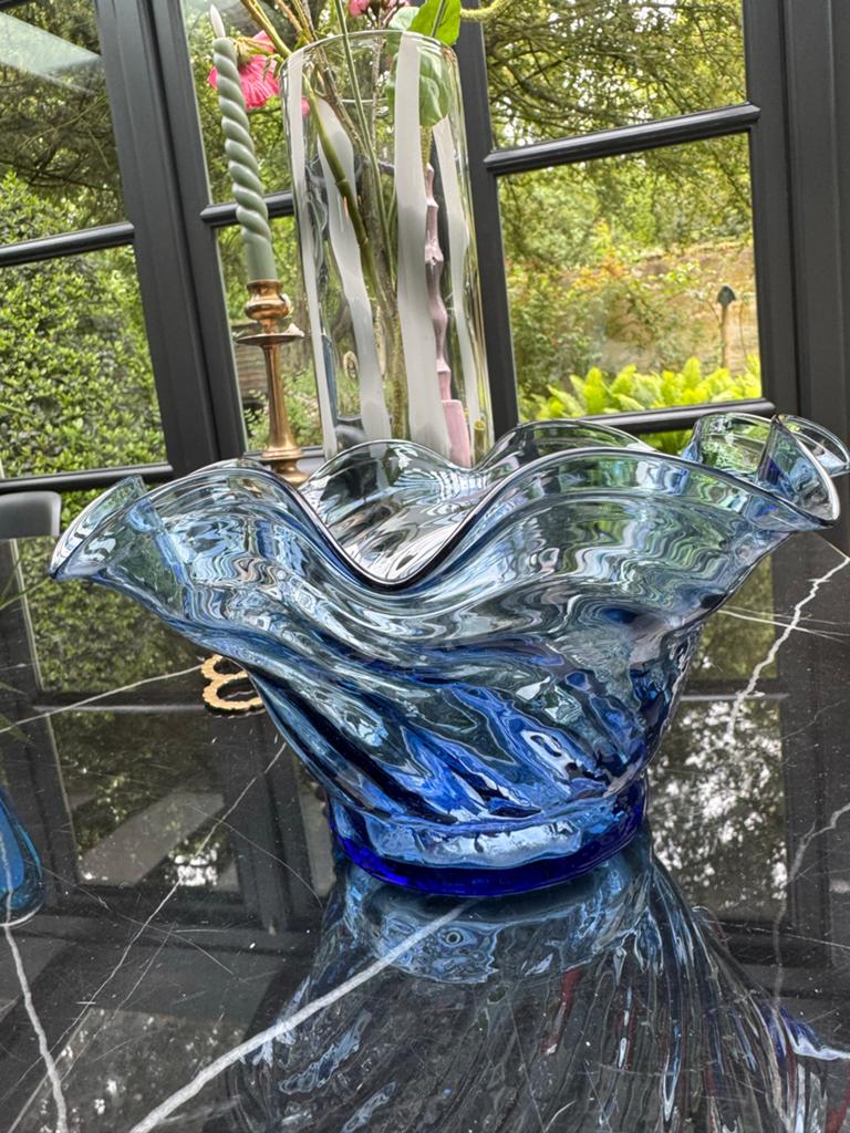 Vintage Murano Glas Schaal - Jaren '60 - Blauw, Ophalen of Verzenden