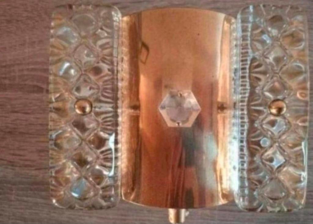 Vitrika vintage wandlamp met Orrefors glas., Ophalen of Verzenden, Glas
